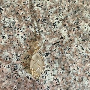 Elegant Silver Wire-Wrapped Pendant Necklace